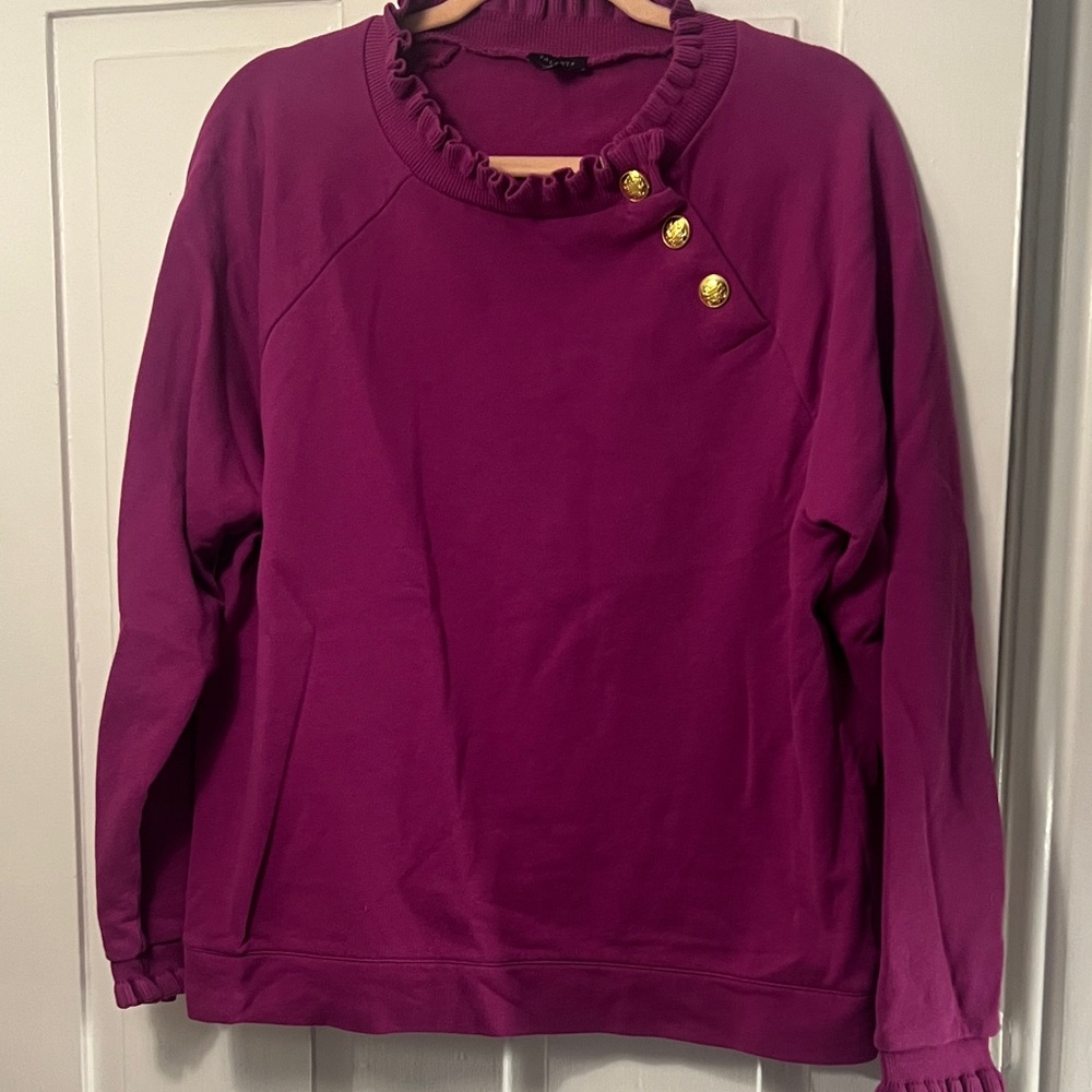 Talbots Magenta Sweatshirt with Gold Buttons